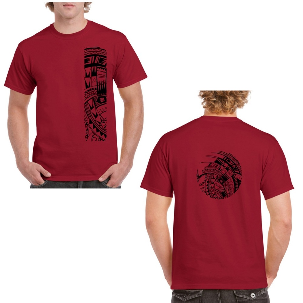Heavy Weight Cotton T Shirt Samoan Tattoo Print